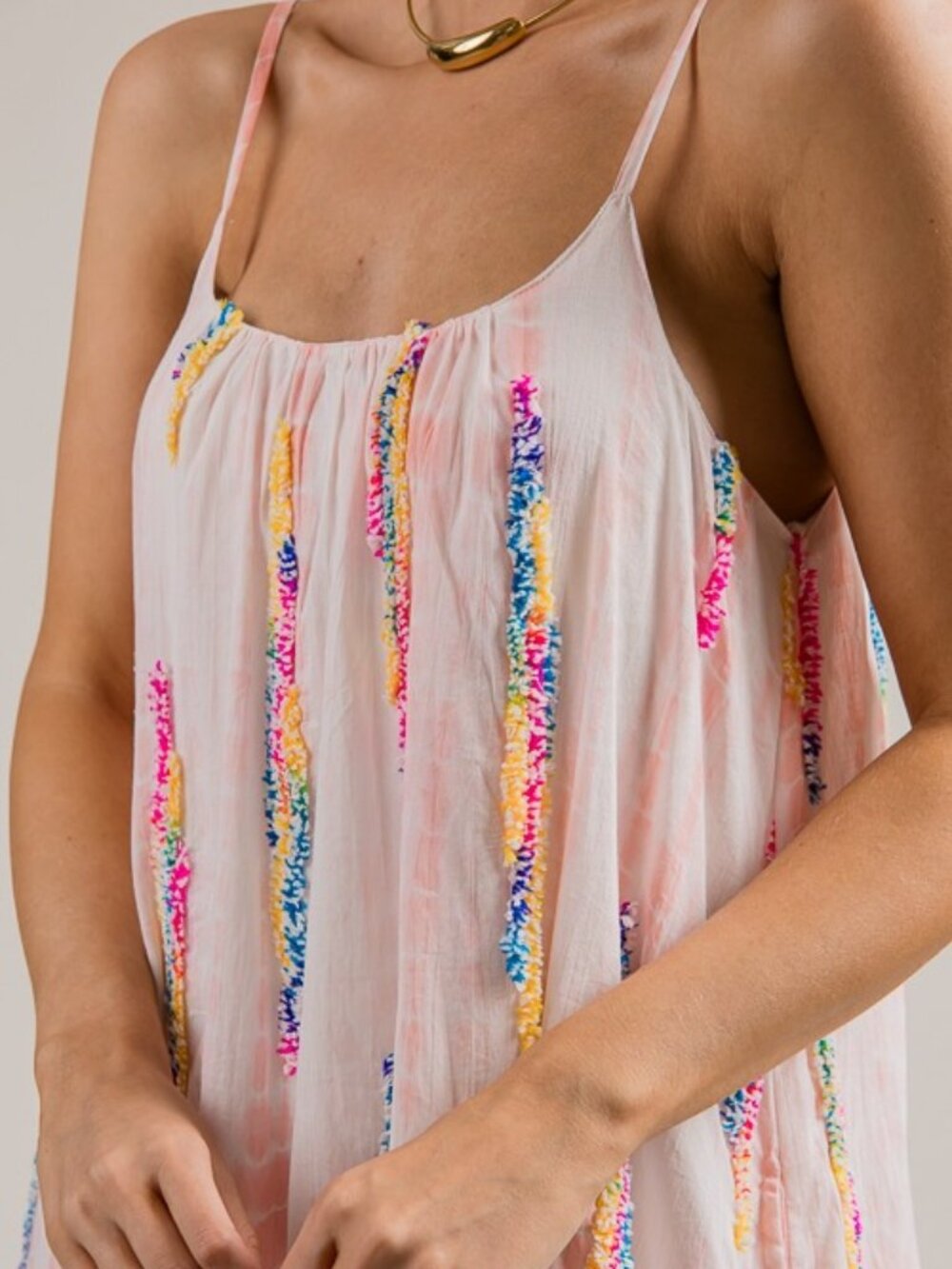 URBAN DAIZY Multicolor Tie-Dye Embroidered Cami Maxi Dress - Picture 6 of 16